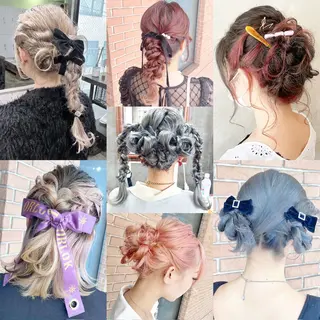 ロング ヘアアレンジ ピンク系カラー💗 ヘアセット特化のヘアスタイル
