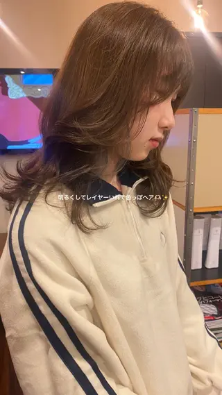 セミロング カラー ダメージレスサロン✨ kayo🌱のヘアスタイル