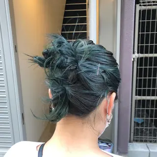 ミディアム カラー やまさきえりこ ニュアンスパーマのヘアスタイル
