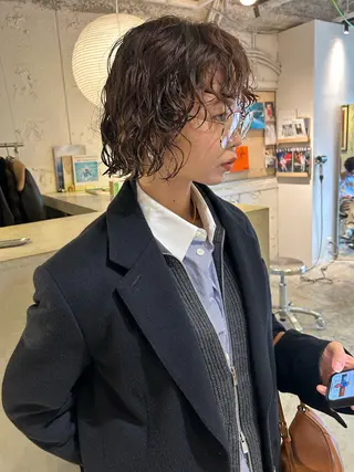 ショート カラー パーマ 村上雅人 ナチュラルモードのヘアスタイル