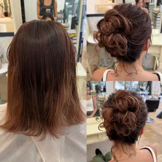 ミディアム ヘアアレンジ ハイライト/パーマ /ハイトーン/AOIのヘアスタイル