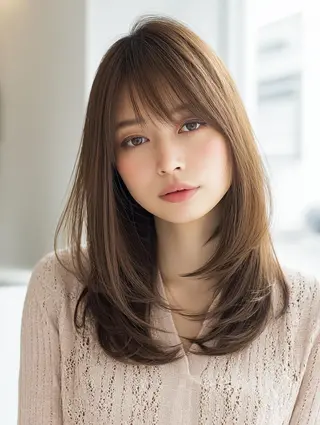 セミロング 韓国×艶ハイトーンが ✨絶対可愛い✨リオ✨のヘアスタイル