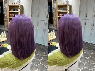 セミロング SAKI⭐️ブリーチ ・艶カラー⭐️のヘアスタイル