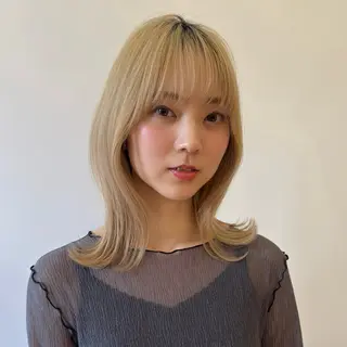 ミディアム カラー 透明感カラー/ くびれヘア/ユウユのヘアスタイル