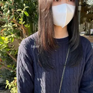 セミロング レイヤー/透明感艶 カラー丸山ななほのヘアスタイル