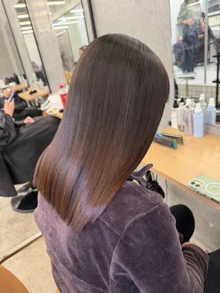 ミディアム 縮毛矯正×髪質改善× 艶髪カラー 吉原和磨のヘアスタイル