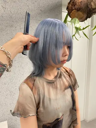 ミディアム カラー ボブ/レイヤーカット 縮毛矯正/コウキ新宿のヘアスタイル
