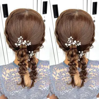セミロング ヘアアレンジ ヘアメ🎀ハイトーン 🩵エクステ🪄しほのヘアスタイル