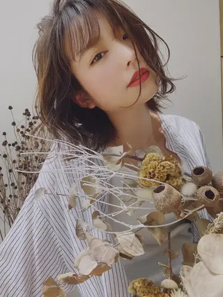 ミディアム カラー 外国人対応 佐久間のヘアスタイル