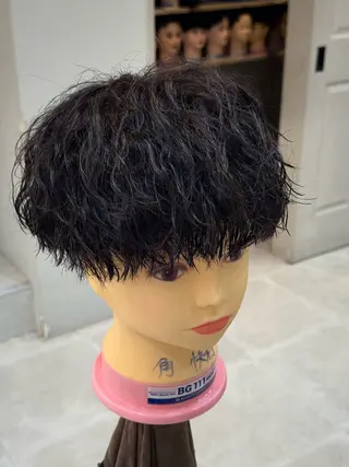 パーマ メンズ レディースモデル募集 角快利のヘアスタイル