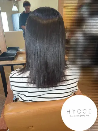 ミディアム 縮毛矯正× 髪質改善カラー|藤田のヘアスタイル