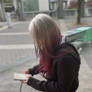 ロング カラー ⭐️韓国ブリーチ 顔周りカット⭐️のヘアスタイル
