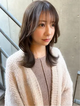 セミロング カラー パーマ ヘアアレンジ 髪質改善/韓国風 レイヤー/田村祐樹のヘアスタイル