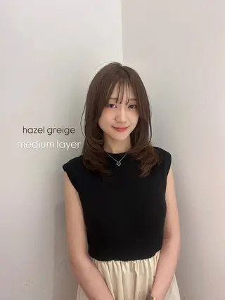 セミロング カラー ブリーチなしWカラー ／レイヤー🎀マリノのヘアスタイル