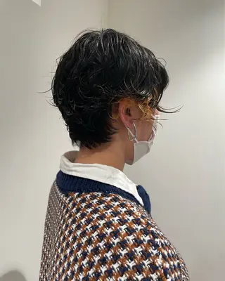 ショート カラー パーマ 表参道🌿赤み消し カラー/チナツのヘアスタイル