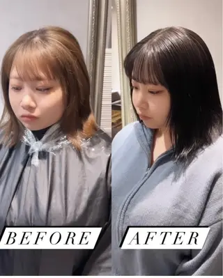 セミロング ブリーチ🐰インナー ♡ハイライト♡綾🐰のヘアスタイル