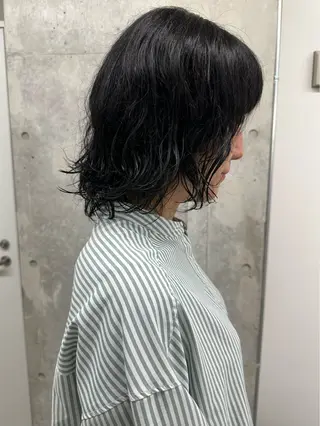 ミディアム ボブ/ゆるふわ ボブパーマ/とういのヘアスタイル
