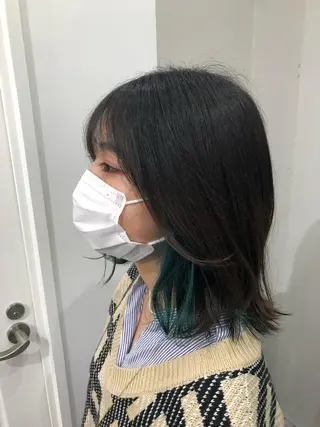 ミディアム カラー ♱地雷カラー♱ウルフ ♱ 藍衣 ♱のヘアスタイル