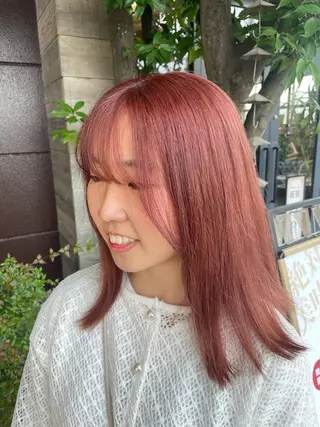 ミディアム カラー 梨子🐣艶カラー🌈 ダメージレス💖のヘアスタイル