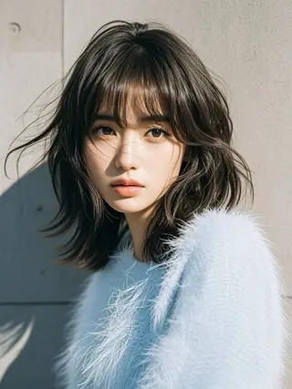 セミロング ウルフカット 811 大阪梅田 ウルフのヘアスタイル