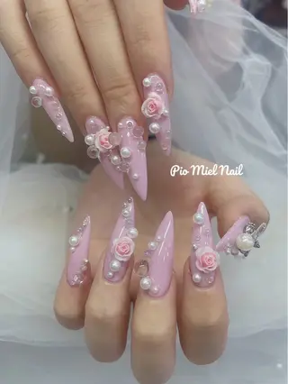 セミロング HANA 長さだしのネイルデザイン