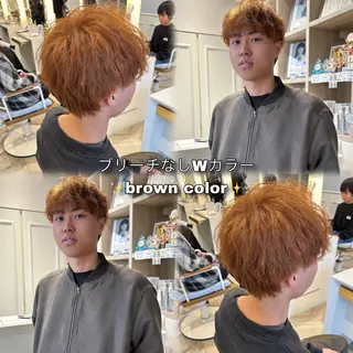 ショート メンズ ブリーチなしwカラー メンズパーマ新居見のヘアスタイル