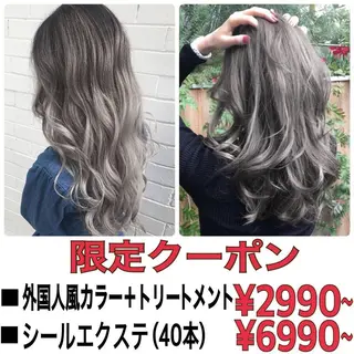 ロング カラー パーマ ヘアアレンジ Device ディバイスのヘアスタイル