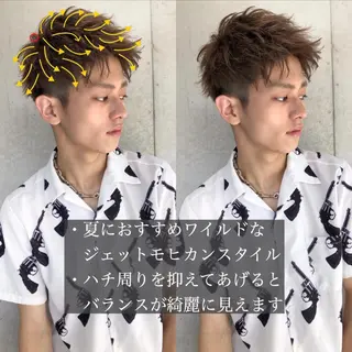 ショート パーマ メンズ センターパート/毛 流れ/パーマ特化のヘアスタイル