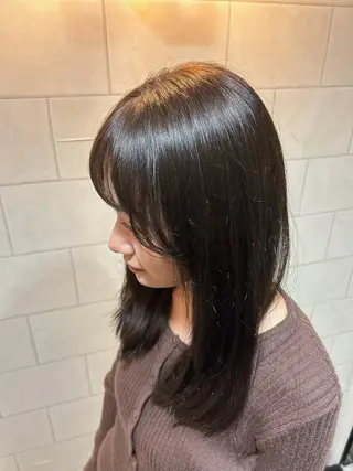 セミロング カラー 韓国風透明感カラー✨ 播磨茉侑のヘアスタイル