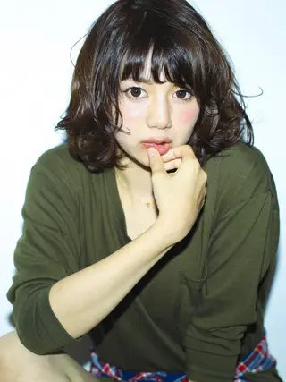 ミディアム カラー パーマ 髪質改善/韓国風 レイヤー/田村祐樹のヘアスタイル