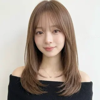 セミロング カラー 盛れる顔まわりカット 髪質改善/渋谷/れんのヘアスタイル