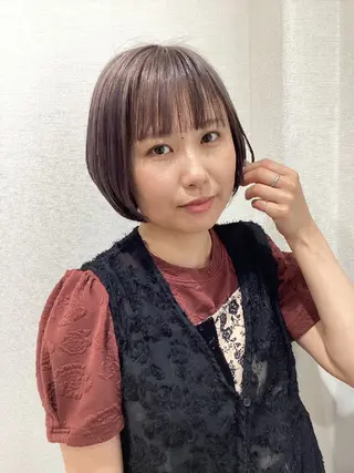 ミディアム グラスヘアー石垣 渕 七海のヘアスタイル