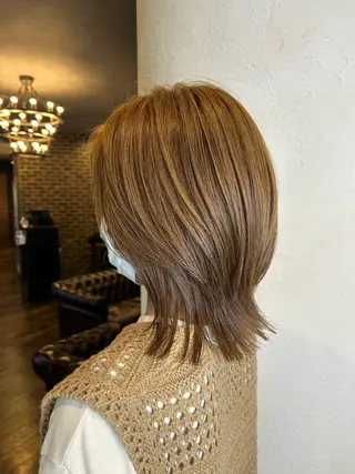 ミディアム カラー ヘアアレンジ 李奈🌼レイヤー/ 透明感カラーブリーチのヘアスタイル