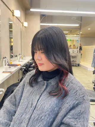 セミロング カラー ヘアアレンジ Over hair_ misakiのヘアスタイル