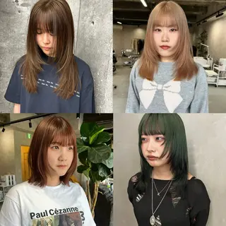 ミディアム カラー パーマ ヘアアレンジ メンズ キッズ mana 暖色カラーカットのヘアスタイル