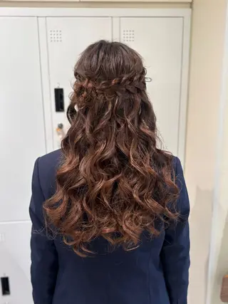 ロング ヘアアレンジ 暖色カラー/艶カラー レッド/nihoのヘアスタイル