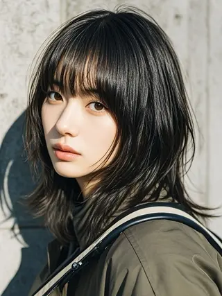 ミディアム ウルフカット 811 大阪梅田 ウルフのヘアスタイル