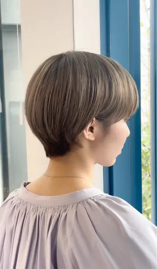 ショート カラー 髪質改善/ブリーチ なし🤎柔ベージュのヘアスタイル
