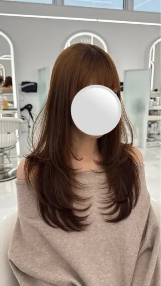 ロング 韓国風レイヤー 日向 GINZAのヘアスタイル