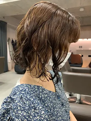 ミディアム パーマ ボブパーマコテ巻き風 パーマNo1深江秀平のヘアスタイル