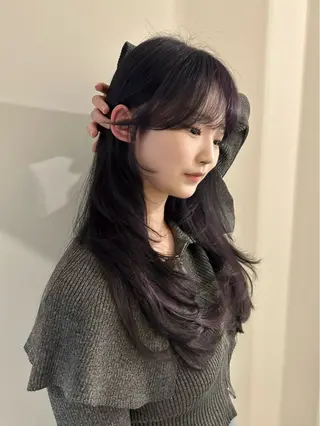 ロング 🌹ハッシュカット、 レイヤー韓国ヘア🌹のヘアスタイル