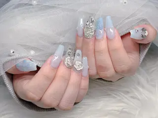 ロング カラー 波 なみのネイルデザイン