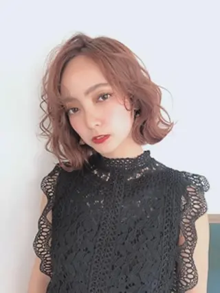 ミディアム カラー パーマ 【23時まで営業】 酒井啓佑のヘアスタイル
