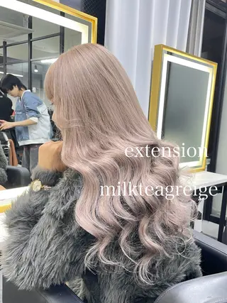 ロング カラー エクステ🩵ブリーチ 韓国ヘア🩵KAEのヘアスタイル