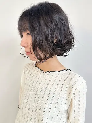 ショート パーマ ボブ/ゆるふわ ボブパーマ/とういのヘアスタイル