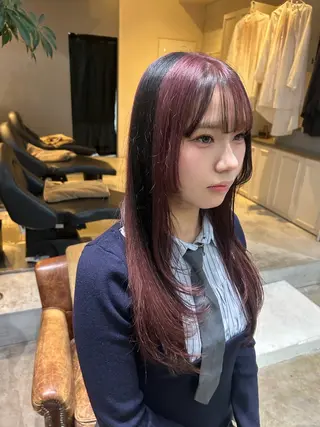 ロング カラー 髪質改善×ハイトーン レイヤー天神美容室のヘアスタイル