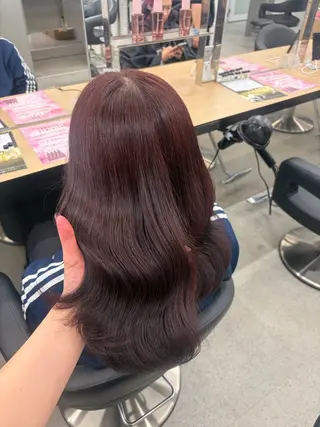 ロング カラー 💗愛され暖色💗 ピンク/レッド💗のヘアスタイル