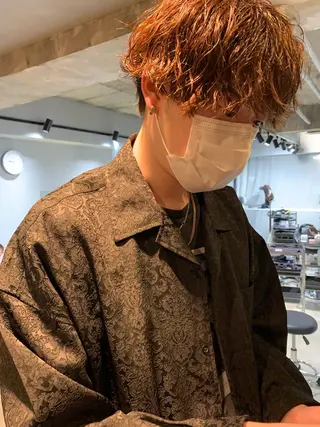 ショート パーマ メンズ ボブパーマコテ巻き風 パーマNo1深江秀平のヘアスタイル