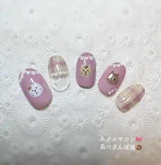 ネイル ショートネイル 森のさんぽ道のネイルデザイン