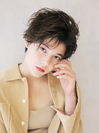 ショート カラー パーマ ヘアアレンジ ITbyALBUM 中野店のヘアスタイル
